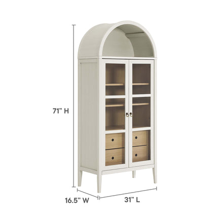 Nolan Tall Arched Storage Display Cabinet in White Oak