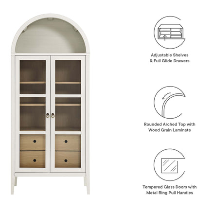 Nolan Tall Arched Storage Display Cabinet in White Oak