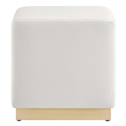 Tilden 17" Square Performance Velvet Upholstered Ottoman by Furniture For America