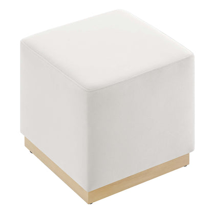 Tilden 17" Square Performance Velvet Upholstered Ottoman by Furniture For America