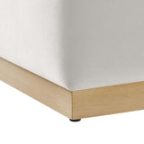 Maple 17" Square Performance Velvet Upholstered Ottoman in Alabaster Natural