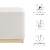 Maple 17" Square Performance Velvet Upholstered Ottoman in Alabaster Natural