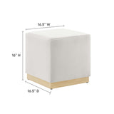 Maple 17" Square Performance Velvet Upholstered Ottoman in Alabaster Natural
