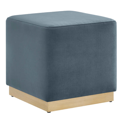 Tilden 17" Square Performance Velvet Upholstered Ottoman by Furniture For America