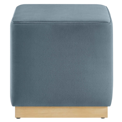 Tilden 17" Square Performance Velvet Upholstered Ottoman by Furniture For America