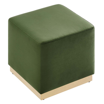 Tilden 17" Square Performance Velvet Upholstered Ottoman by Furniture For America
