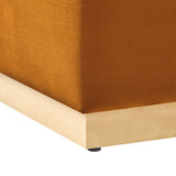 Maple 17" Square Performance Velvet Upholstered Ottoman in Rust Natural