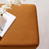 Maple 17" Square Performance Velvet Upholstered Ottoman in Rust Natural