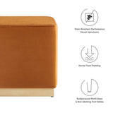 Maple 17" Square Performance Velvet Upholstered Ottoman in Rust Natural