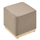 Maple 17" Square Performance Velvet Upholstered Ottoman in Taupe Natural