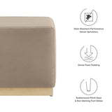Maple 17" Square Performance Velvet Upholstered Ottoman in Taupe Natural