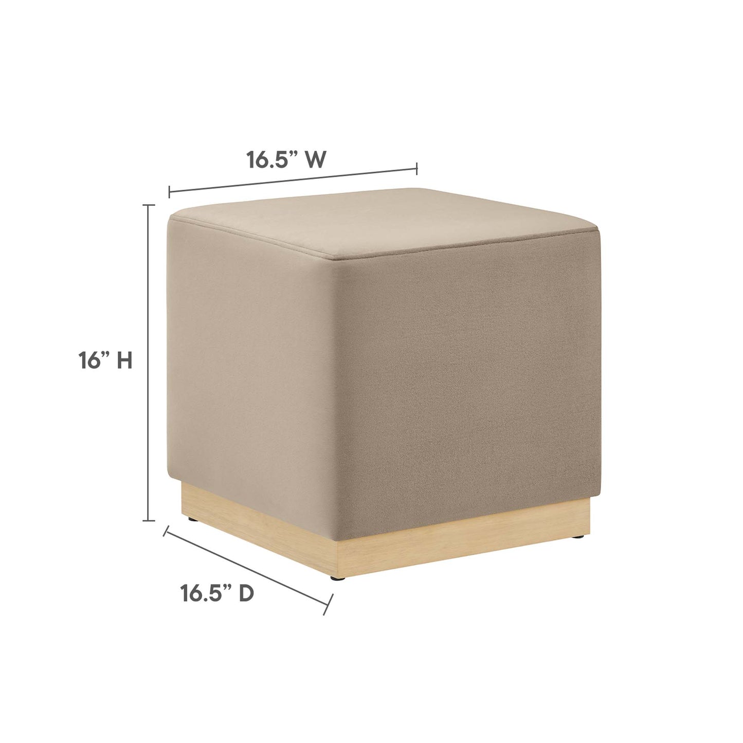 Tilden 17" Square Performance Velvet Upholstered Ottoman by Furniture For America