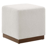 Maple 17" Square Boucle Upholstered Ottoman in Cloud Walnut