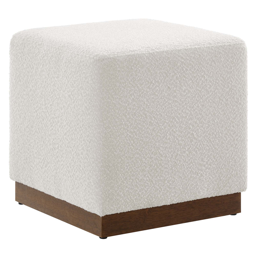 Maple 17" Square Boucle Upholstered Ottoman in Cloud Walnut