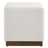 Maple 17" Square Boucle Upholstered Ottoman in Cloud Walnut