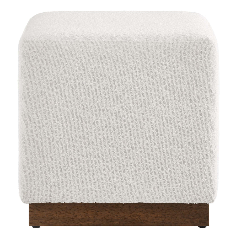 Maple 17" Square Boucle Upholstered Ottoman in Cloud Walnut