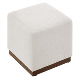 Maple 17" Square Boucle Upholstered Ottoman in Cloud Walnut