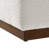 Maple 17" Square Boucle Upholstered Ottoman in Cloud Walnut