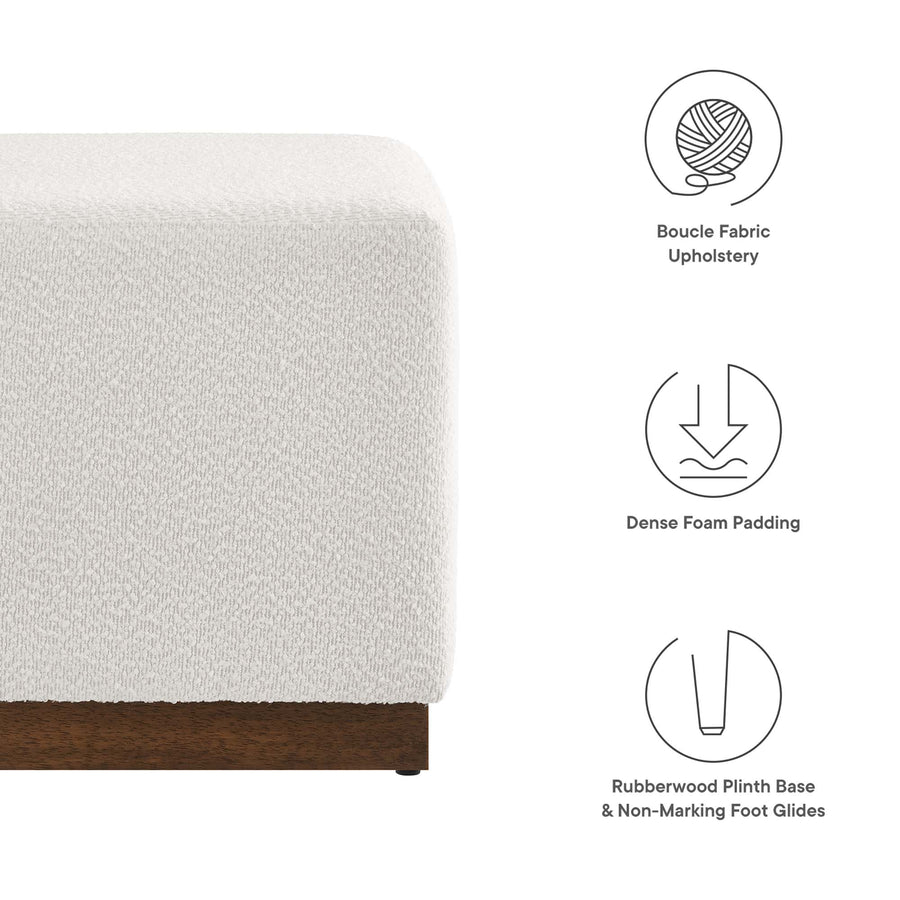 Maple 17" Square Boucle Upholstered Ottoman in Cloud Walnut