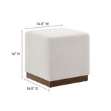 Maple 17" Square Boucle Upholstered Ottoman in Cloud Walnut