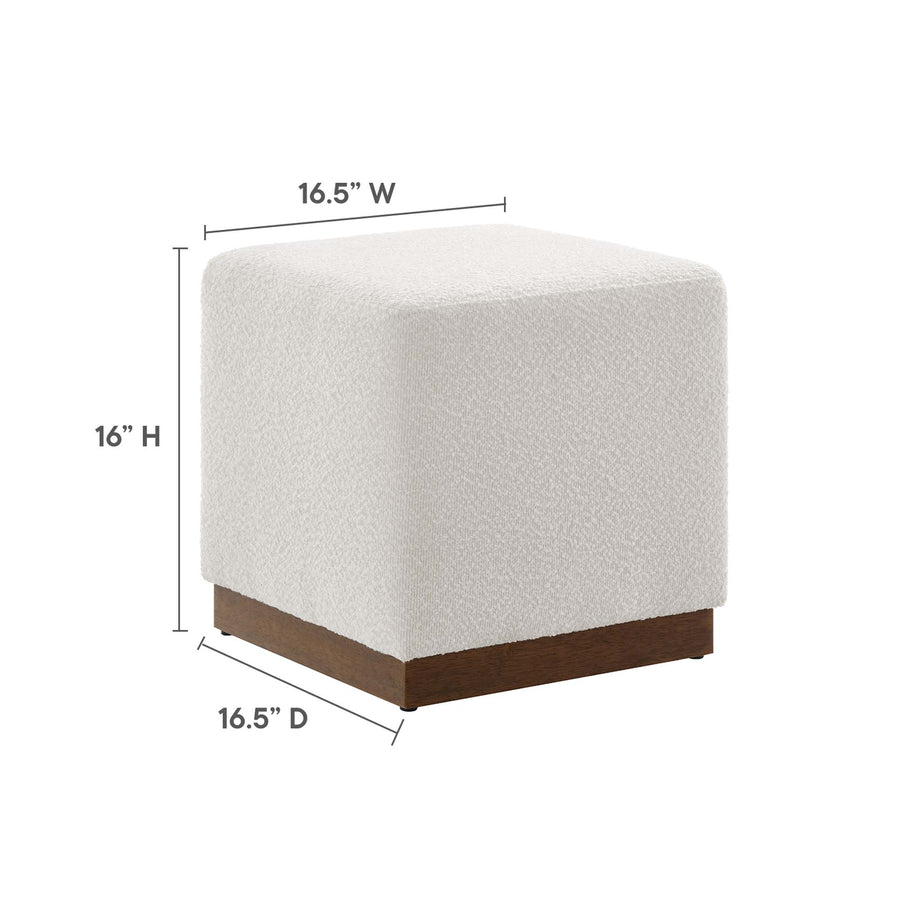 Maple 17" Square Boucle Upholstered Ottoman in Cloud Walnut