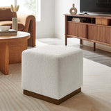Maple 17" Square Boucle Upholstered Ottoman in Cloud Walnut