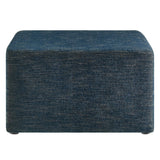 Oren Large 28" Square Woven Heathered Fabric Upholstered Ottoman in Heathered Weave Azure