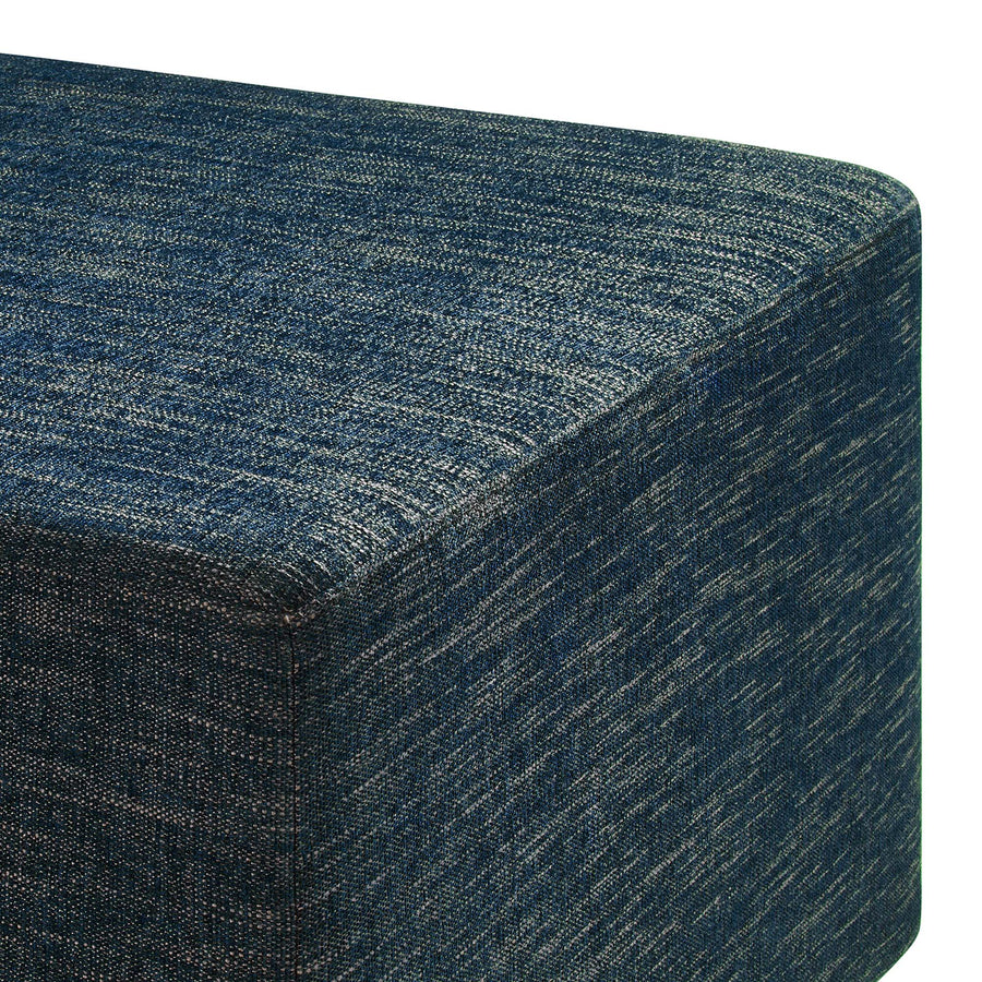 Oren Large 28" Square Woven Heathered Fabric Upholstered Ottoman in Heathered Weave Azure