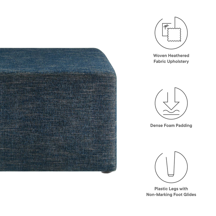 Oren Large 28" Square Woven Heathered Fabric Upholstered Ottoman in Heathered Weave Azure