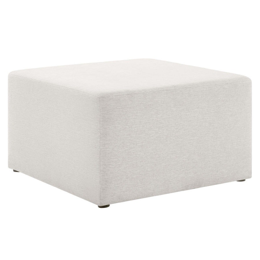 Oren Large 28" Square Woven Heathered Fabric Upholstered Ottoman in Heathered Weave Ivory
