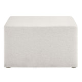 Oren Large 28" Square Woven Heathered Fabric Upholstered Ottoman in Heathered Weave Ivory
