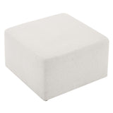 Oren Large 28" Square Woven Heathered Fabric Upholstered Ottoman in Heathered Weave Ivory