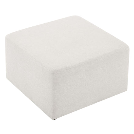 Callum Large 28" Square Woven Heathered Fabric Upholstered Ottoman in Heathered Weave Ivory