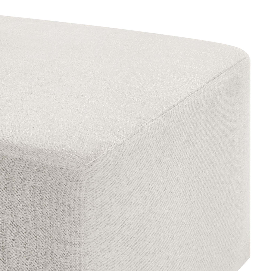 Oren Large 28" Square Woven Heathered Fabric Upholstered Ottoman in Heathered Weave Ivory