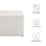 Oren Large 28" Square Woven Heathered Fabric Upholstered Ottoman in Heathered Weave Ivory