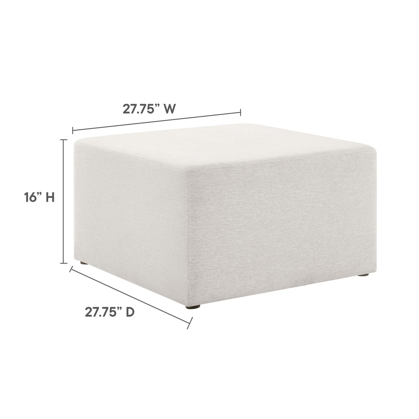 Callum Large 28" Square Woven Heathered Fabric Upholstered Ottoman by Furniture For America