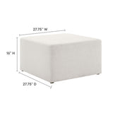 Oren Large 28" Square Woven Heathered Fabric Upholstered Ottoman in Heathered Weave Ivory