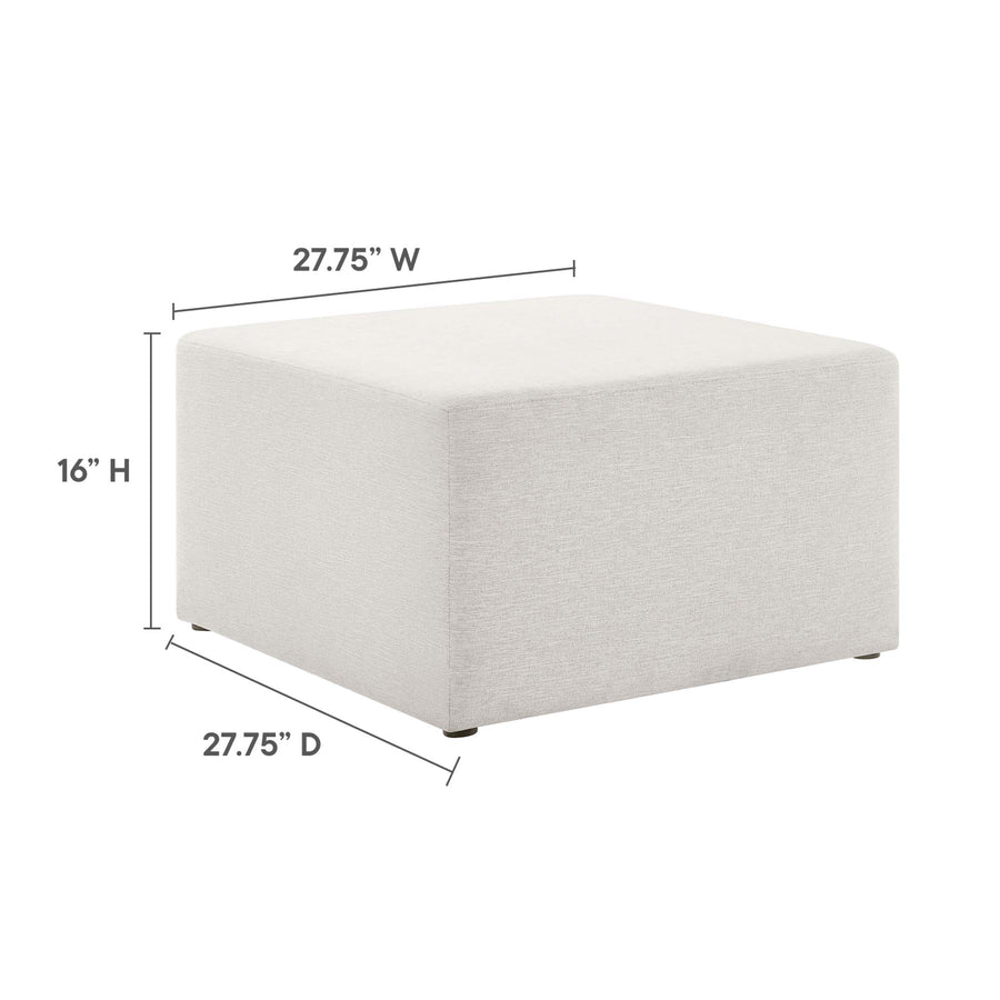 Oren Large 28" Square Woven Heathered Fabric Upholstered Ottoman in Heathered Weave Ivory