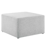 Oren Large 28" Square Woven Heathered Fabric Upholstered Ottoman in Heathered Weave Light Gray