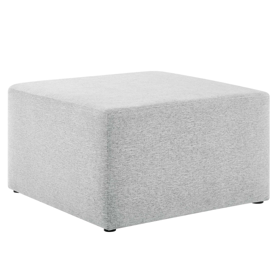 Oren Large 28" Square Woven Heathered Fabric Upholstered Ottoman in Heathered Weave Light Gray