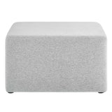 Oren Large 28" Square Woven Heathered Fabric Upholstered Ottoman in Heathered Weave Light Gray