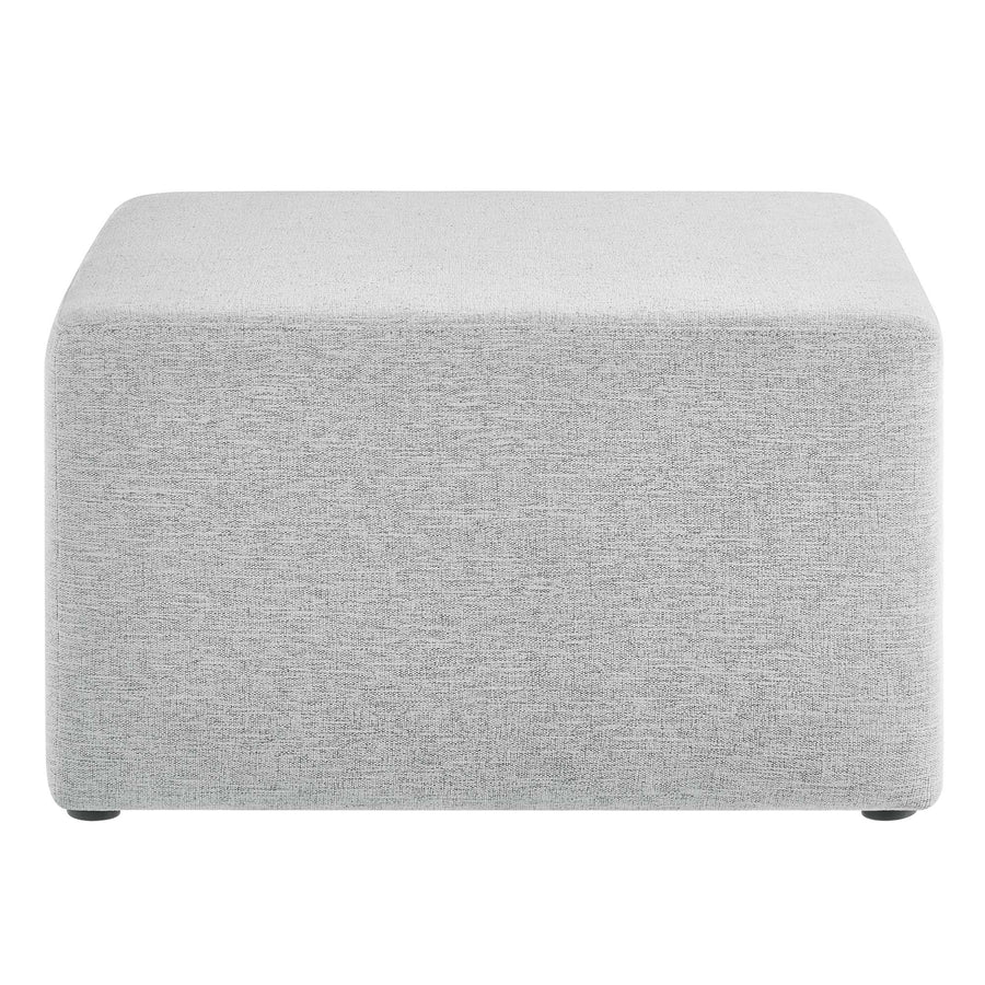 Oren Large 28" Square Woven Heathered Fabric Upholstered Ottoman in Heathered Weave Light Gray