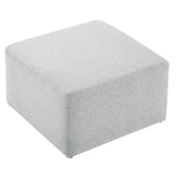 Oren Large 28" Square Woven Heathered Fabric Upholstered Ottoman in Heathered Weave Light Gray
