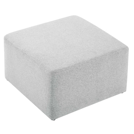 Callum Large 28" Square Woven Heathered Fabric Upholstered Ottoman in Heathered Weave Light Gray