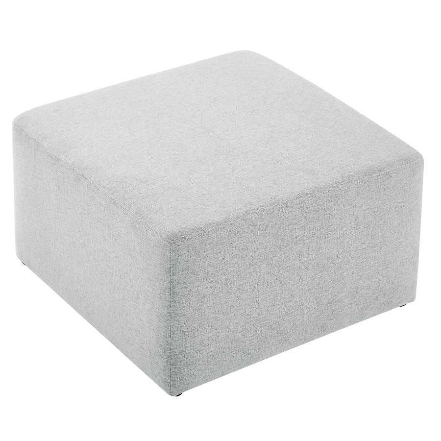 Oren Large 28" Square Woven Heathered Fabric Upholstered Ottoman in Heathered Weave Light Gray