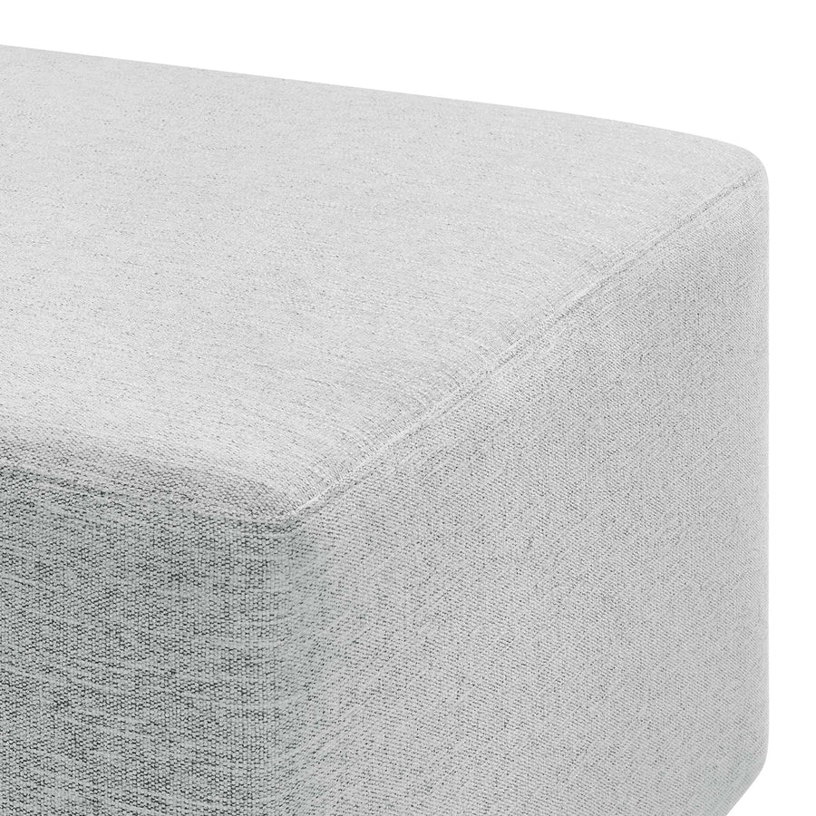 Oren Large 28" Square Woven Heathered Fabric Upholstered Ottoman in Heathered Weave Light Gray
