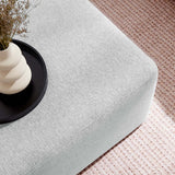 Oren Large 28" Square Woven Heathered Fabric Upholstered Ottoman in Heathered Weave Light Gray