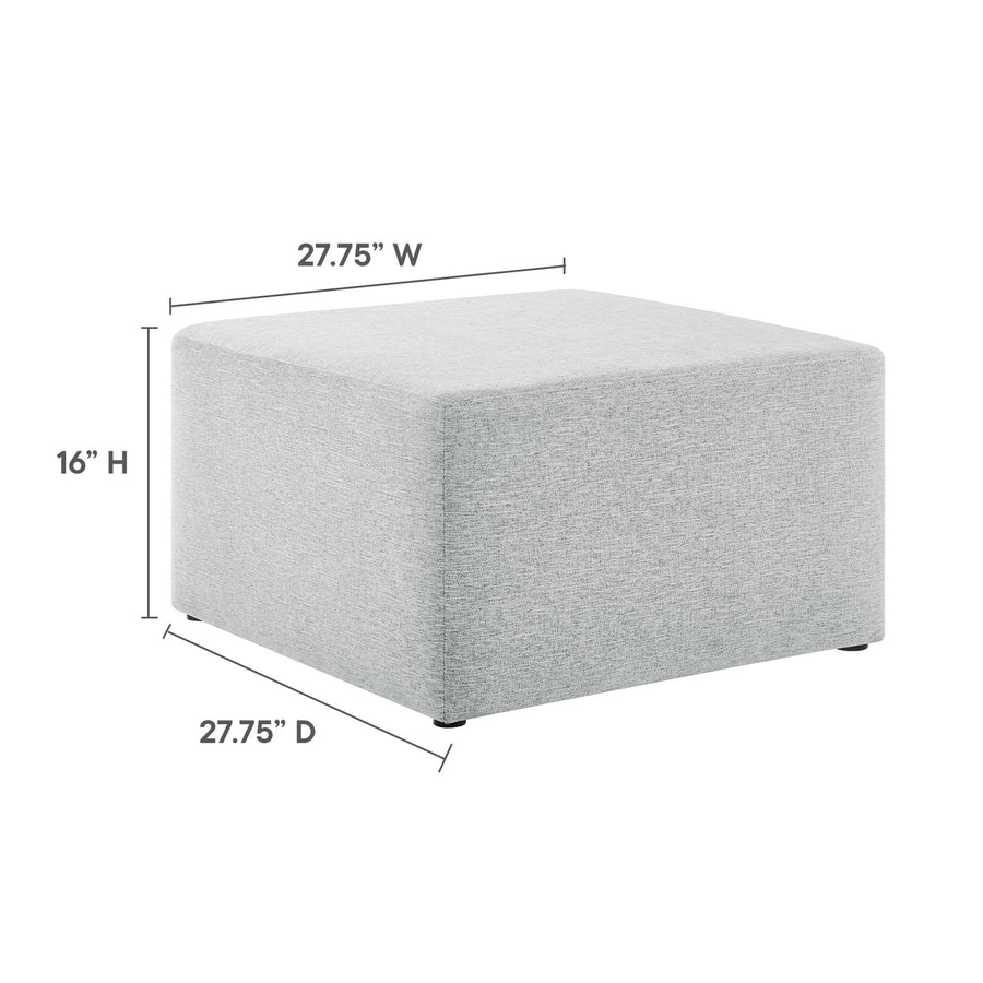 Oren Large 28" Square Woven Heathered Fabric Upholstered Ottoman in Heathered Weave Light Gray