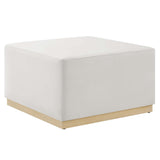 Maple Large 28" Square Performance Velvet Upholstered Ottoman in Alabaster Natural