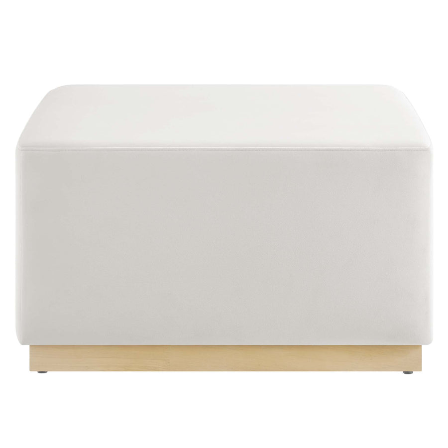 Maple Large 28" Square Performance Velvet Upholstered Ottoman in Alabaster Natural